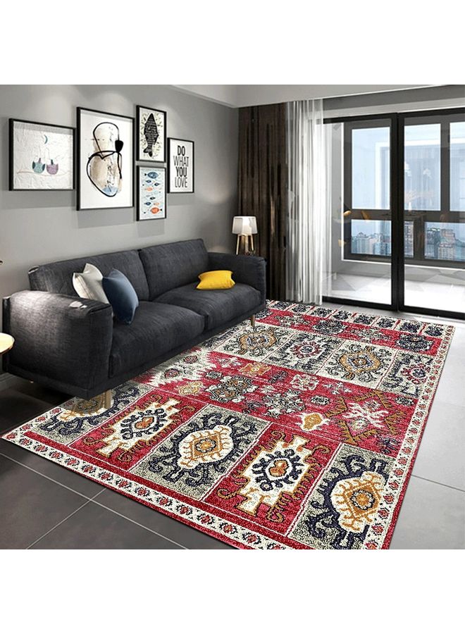 Vintage Bohemia Style Living Room Bedroom Anti-Slip Fashion Carpet, Synthetic Fibre, Rectangle Red 60*90(W*L)cm  - Image 1