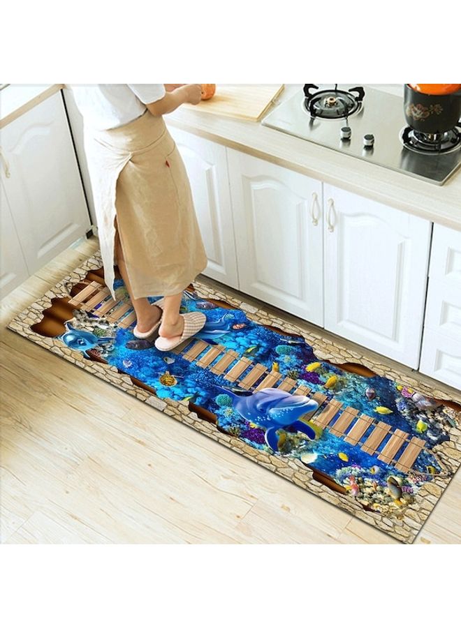 Home Rug 3D Sea World Print Creative Non-Slip Living Room Bedroom Floor Mat Blue 120*160(W*L)cmcm - Image 4