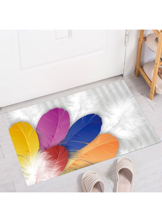 Rug Modern Feather Pattern Colored Anti-Skidding Living Room Floor Mat Multicolour 40x60(WxL)cm - Image 2