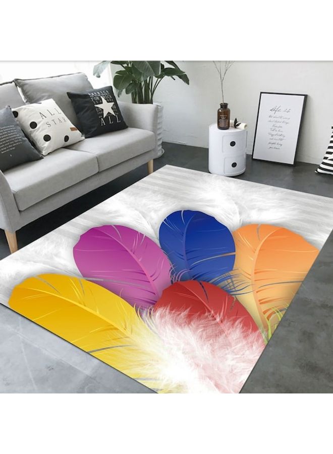 Rug Modern Feather Pattern Colored Anti-Skidding Living Room Floor Mat Multicolour 40x60(WxL)cm - Image 3