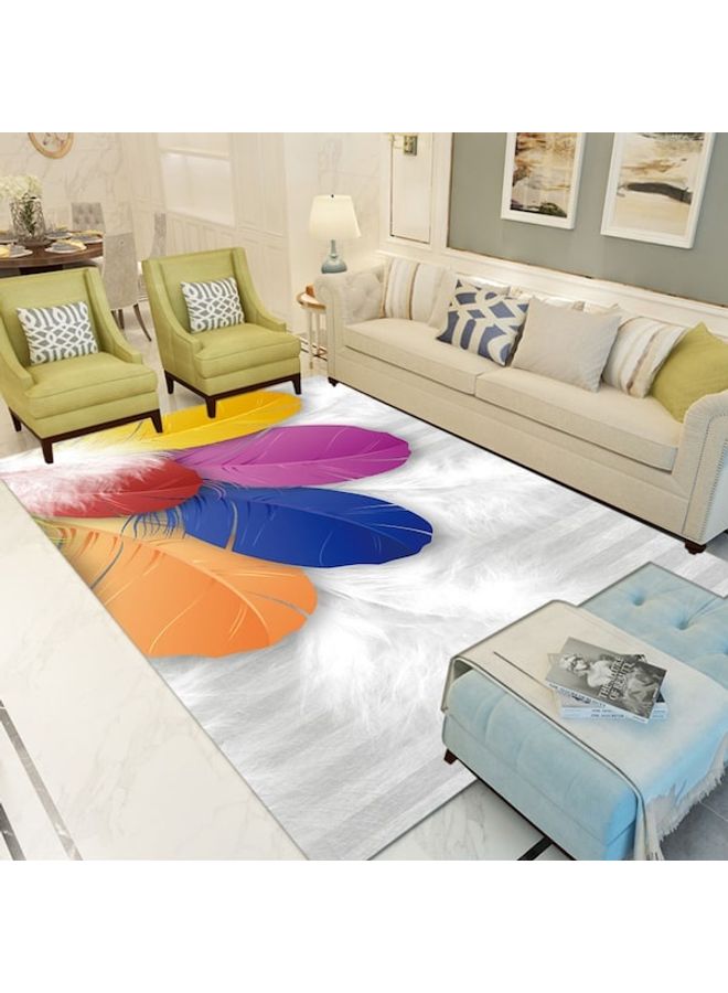 Rug Modern Feather Pattern Colored Anti-Skidding Living Room Floor Mat Multicolour 40x60(WxL)cm - Image 4