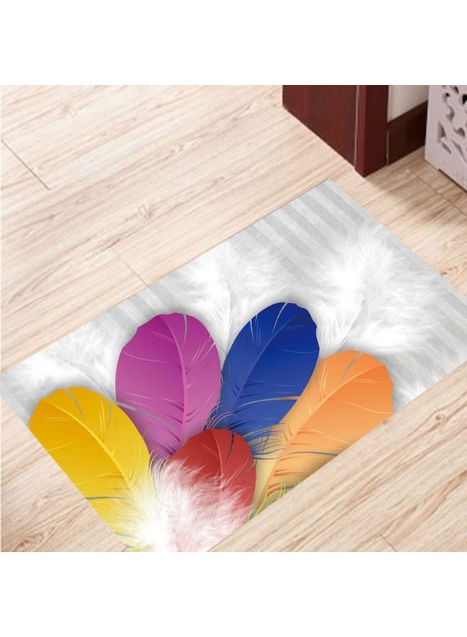 Rug Modern Feather Pattern Colored Anti-Skidding Living Room Floor Mat Multicolour 40x60(WxL)cm - Image 5
