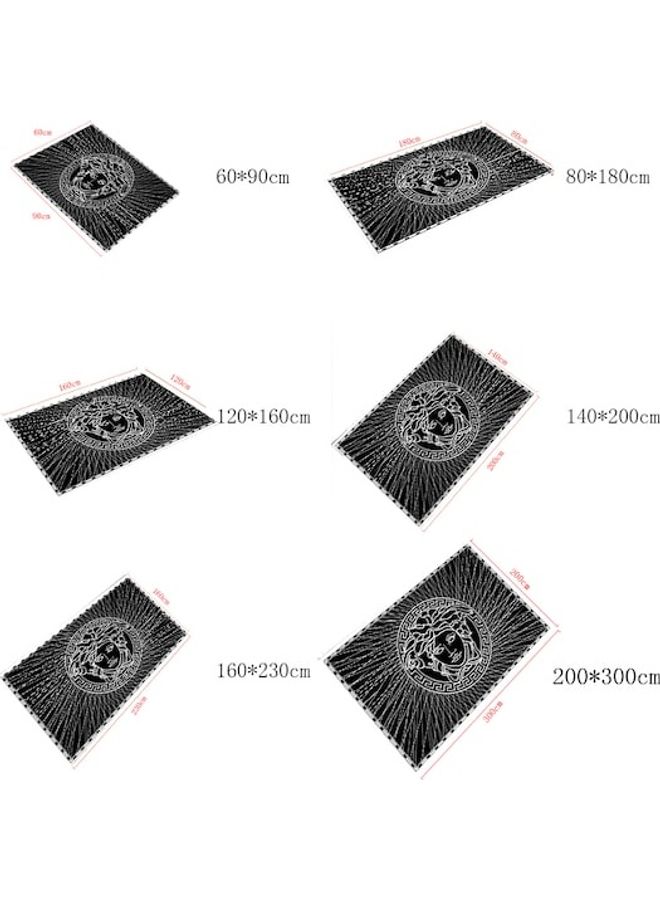 بساط ناعم ومستطيل الشكل بتصميم كلاسيكي وبسيط على شكل وجه أسود 60x90سم - Image 5
