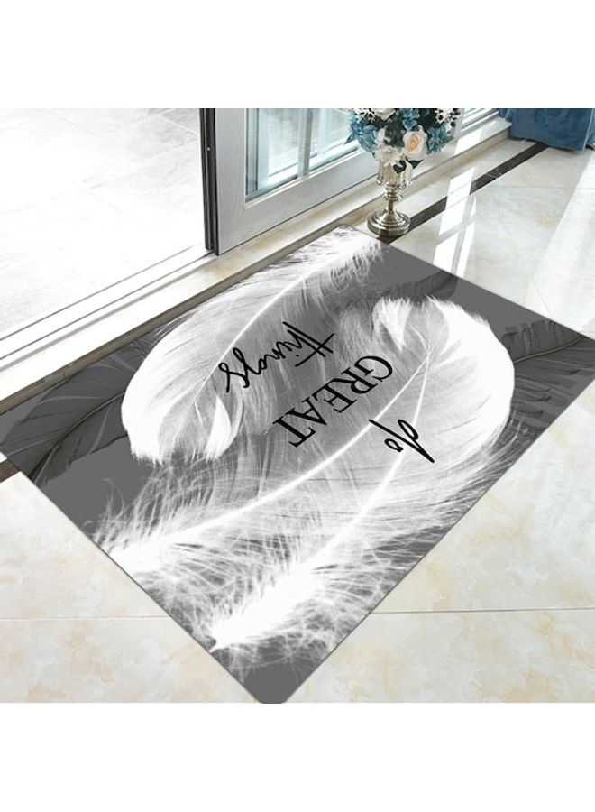 Nordic Style Feather Print Anti-Slip Fashion Carpet Black 60x90cm  - Image 2