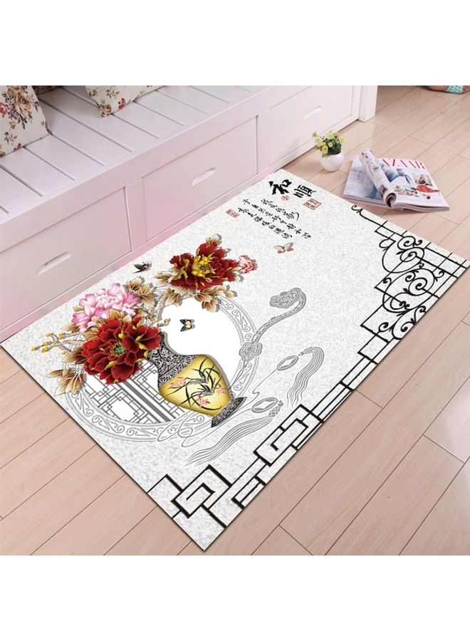 Home Rug Chinese Style Flower Vase Print Non-Slip Living Room Bedroom Floor Mat multicolour 60*90(W*L)cmcm  - Image 3