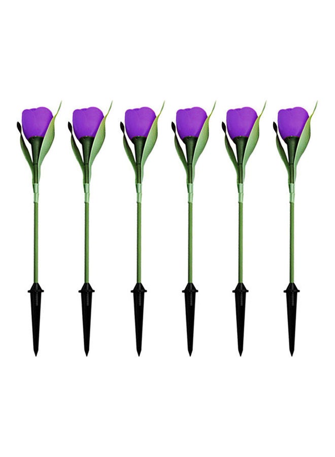 6-Piece Solar Tulip Ground Light Set Purple/Green/Black