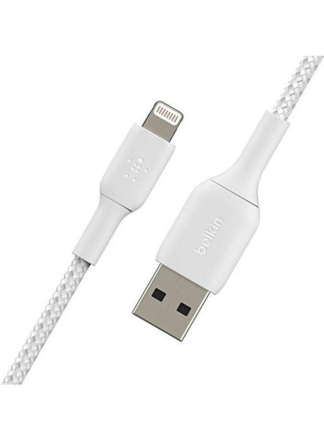 belkin Braided Lightning Cable (Boost Charge Lightning to USB Cable for iPhone, iPad, AirPods) MFi-Certified iPhone Charging Cable, Braided Lightning Cable 2m White  - Image 3