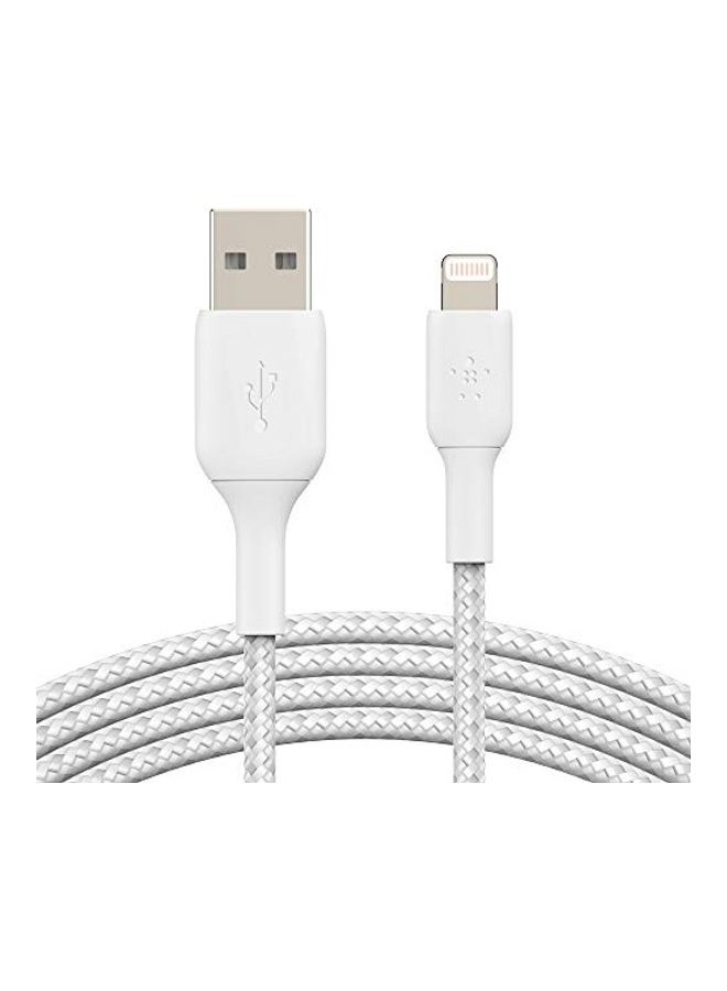 belkin Braided Lightning Cable (Boost Charge Lightning to USB Cable for iPhone, iPad, AirPods) MFi-Certified iPhone Charging Cable, Braided Lightning Cable 2m White  - Image 4