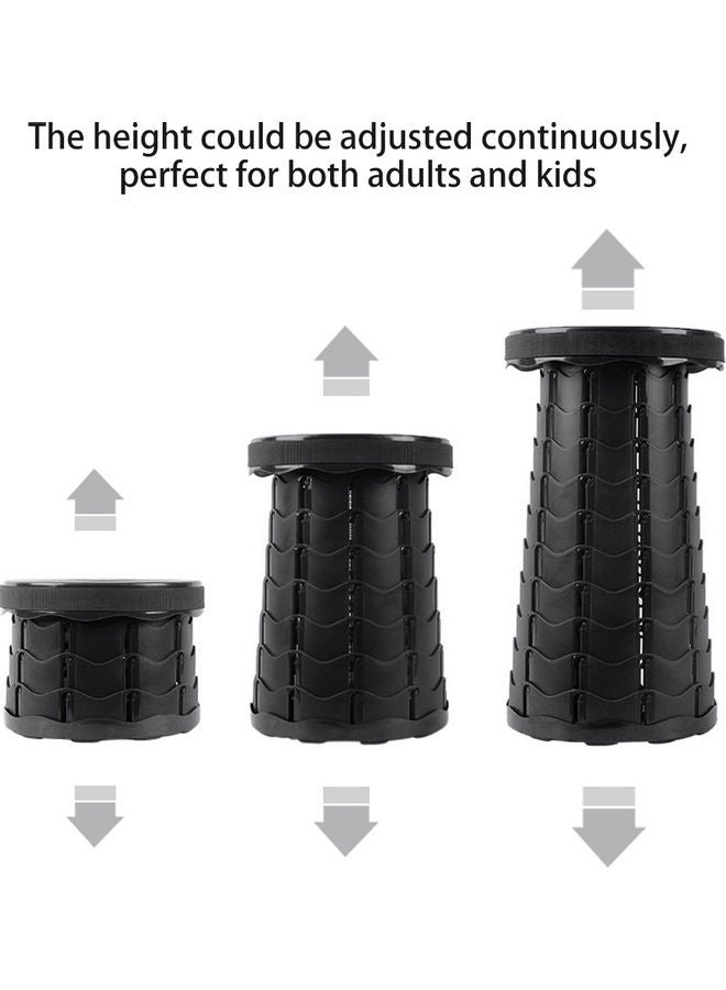 Generic Outdoor PP Folding Telescopic Stool Pure Black 26 x 7.5 x 26cm 26 x 7.5 x 26cm  - Image 2