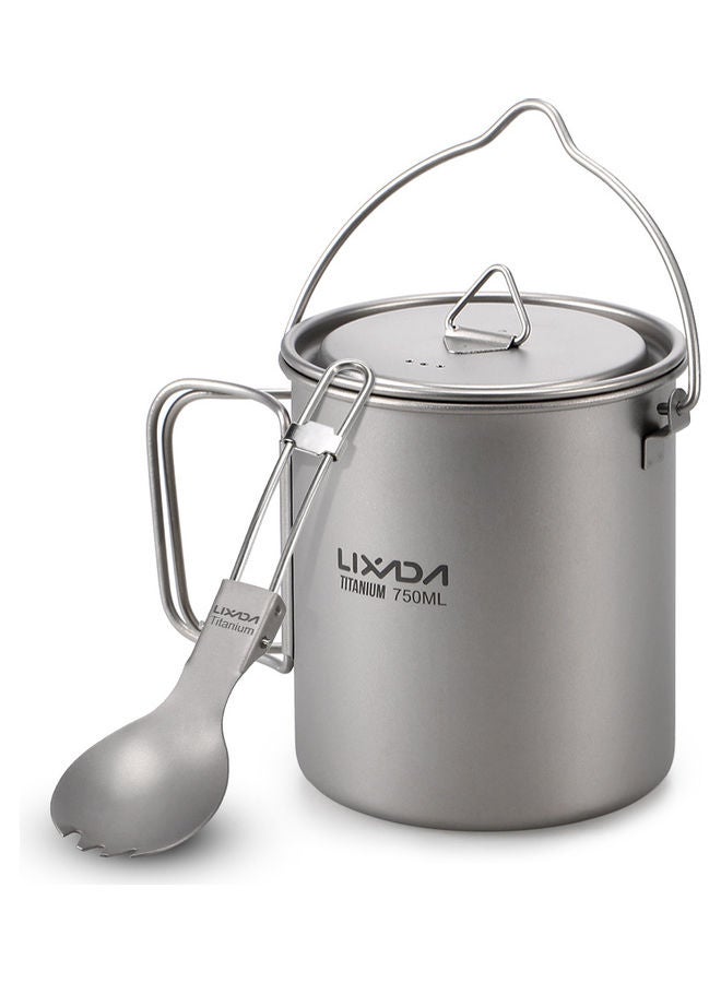 Generic - Lixada 750ml Titanium Hanging Cup And Titanium Spork Set 13.2 x 11 x 11cm - Image 1