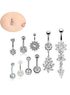Generic 9 Pcs/Set Zircon Piercing Navel Surgical Belly Button Rings  - Image 2