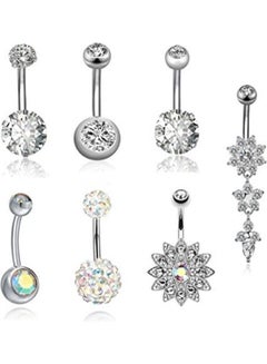 Generic 9 Pcs/Set Zircon Piercing Navel Surgical Belly Button Rings  - Image 4