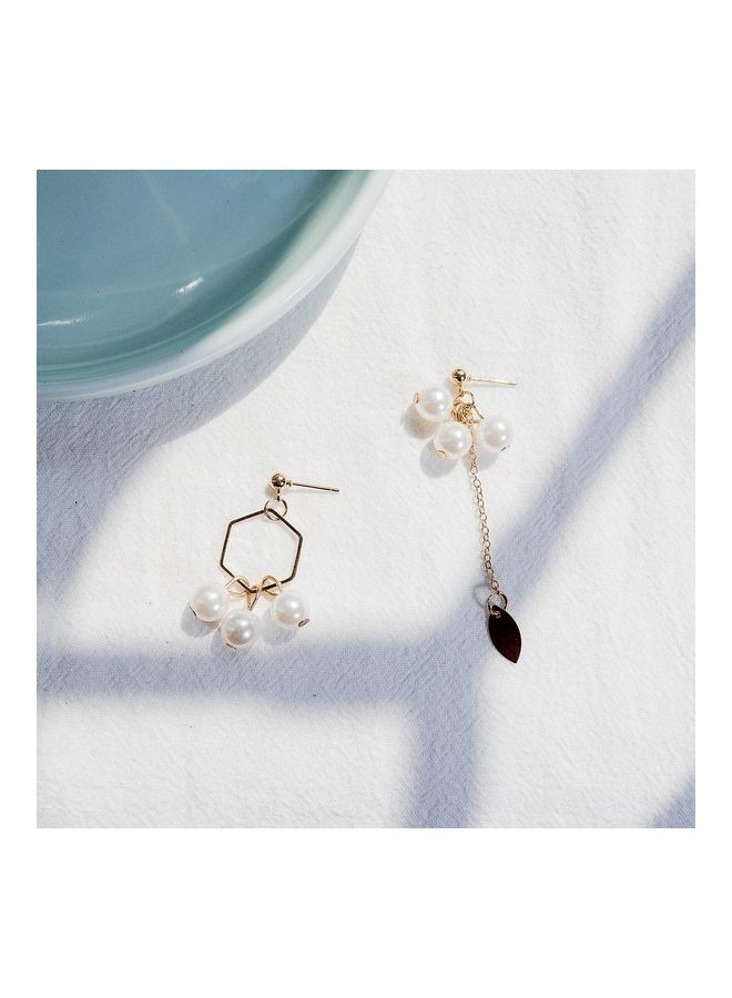 Pearl Asymmetric Geometric Long Ear Ring  - Image 5