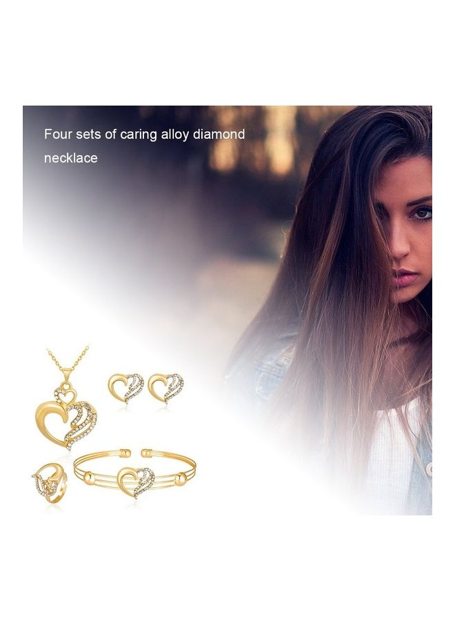 Generic Women's Love Alloy Diamond Necklace Four-Piece Dress Accessories Jewelry Set  - Image 1