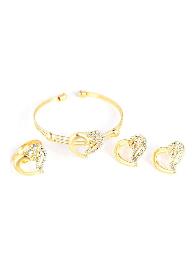 Generic Women's Love Alloy Diamond Necklace Four-Piece Dress Accessories Jewelry Set  - Image 3