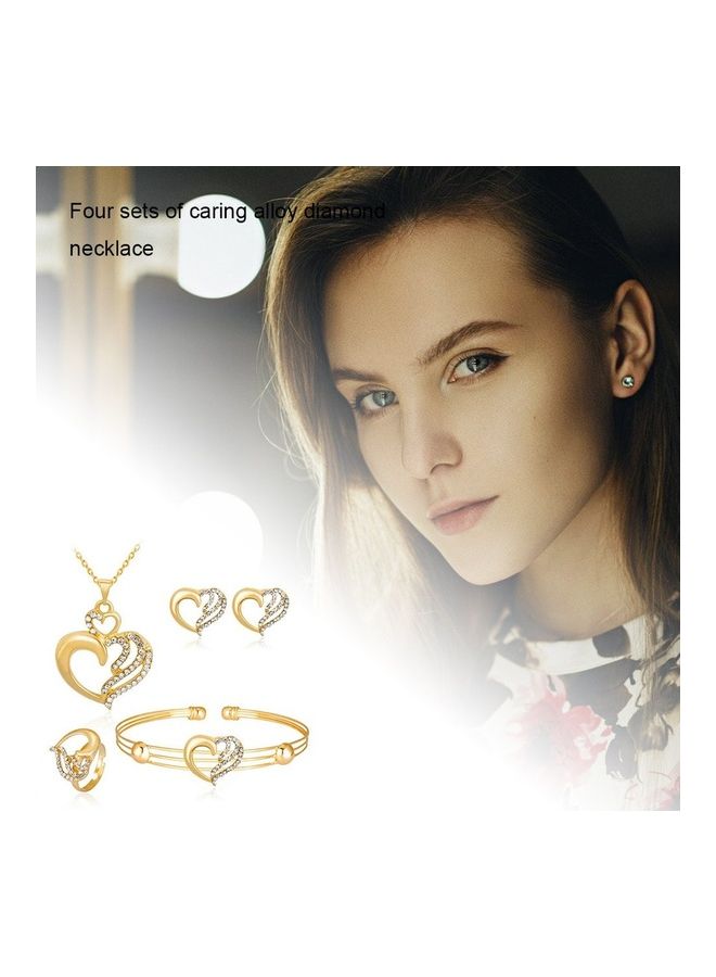 Generic Women's Love Alloy Diamond Necklace Four-Piece Dress Accessories Jewelry Set  - Image 4