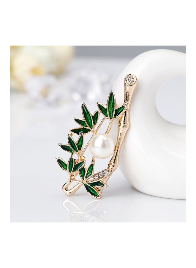 AL269-A Exquisite Bamboo Painting Oil Pearl Brooch - Image 2