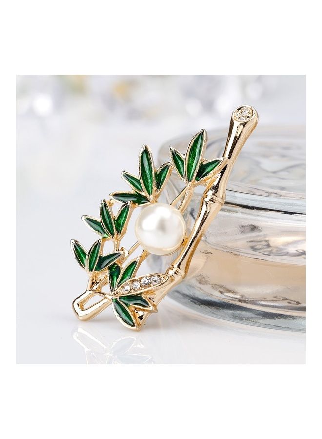 AL269-A Exquisite Bamboo Painting Oil Pearl Brooch - Image 3