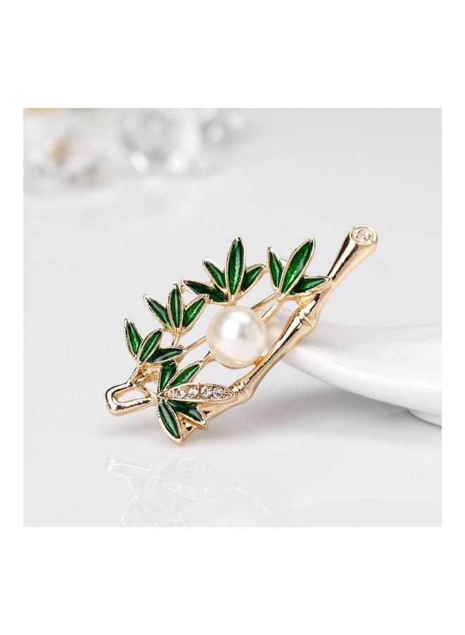 AL269-A Exquisite Bamboo Painting Oil Pearl Brooch - Image 5