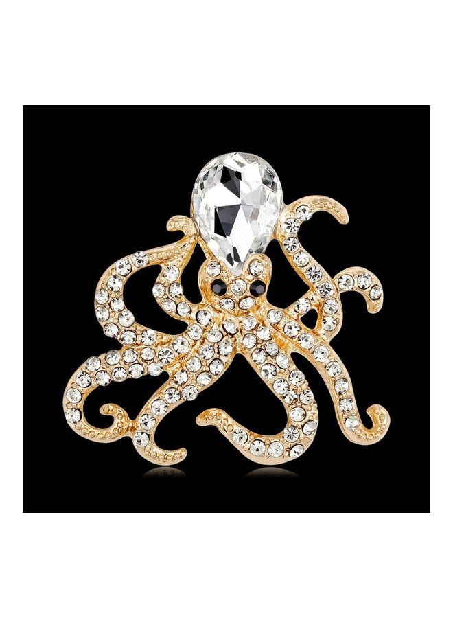 Exquisite Octopus Painting Oil Glass Rhinestone Brooch - Image 3