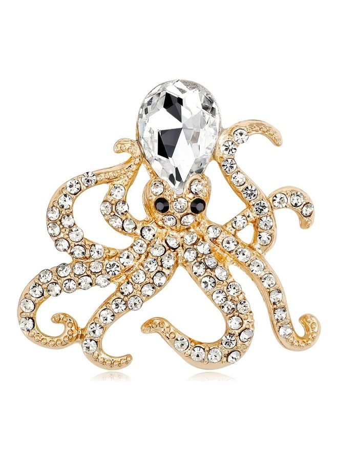 Exquisite Octopus Painting Oil Glass Rhinestone Brooch - Image 4