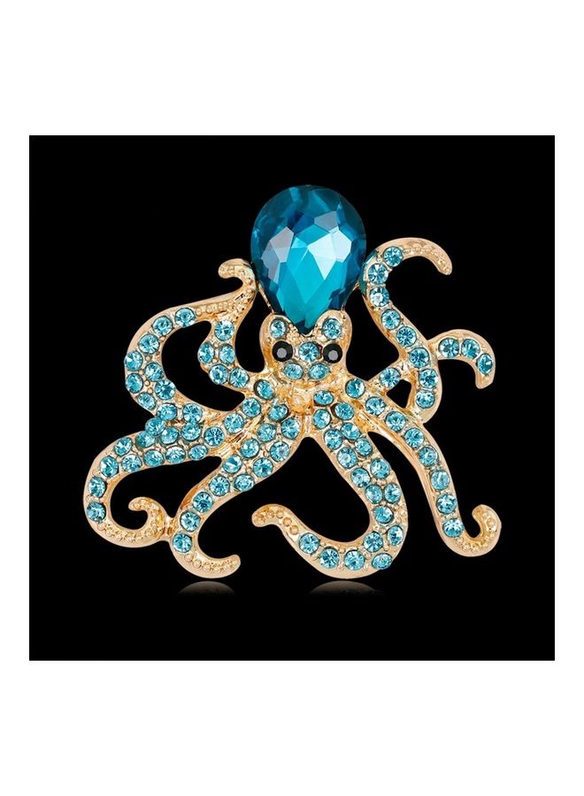 Exquisite Octopus Painting Oil Glass Rhinestone Brooch - Image 1