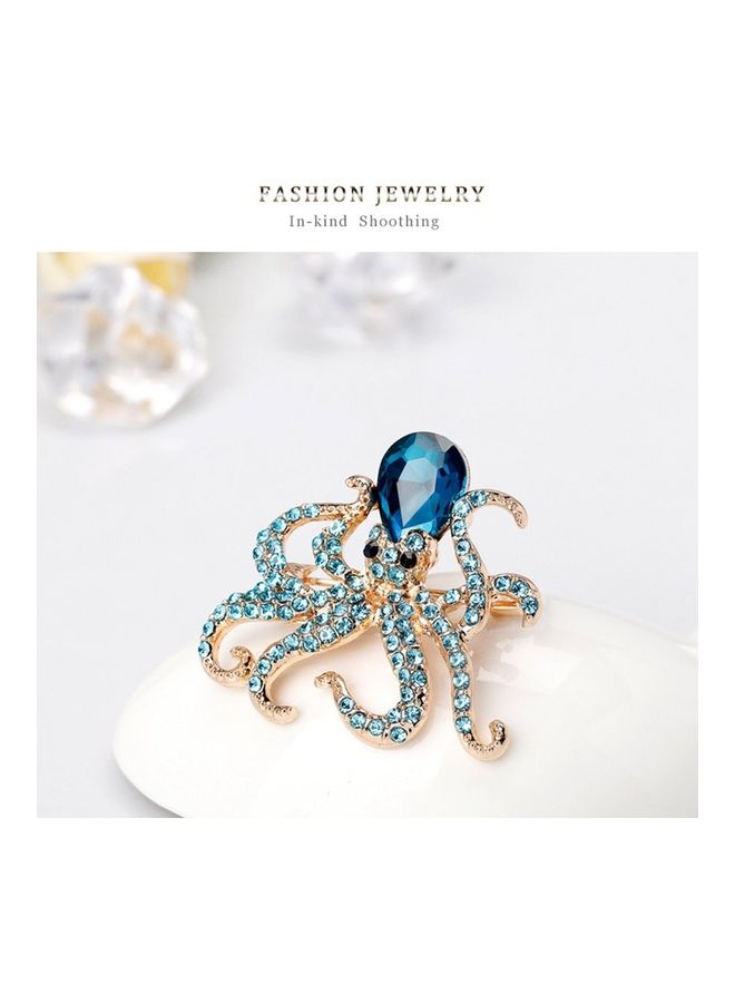 Exquisite Octopus Painting Oil Glass Rhinestone Brooch - Image 2