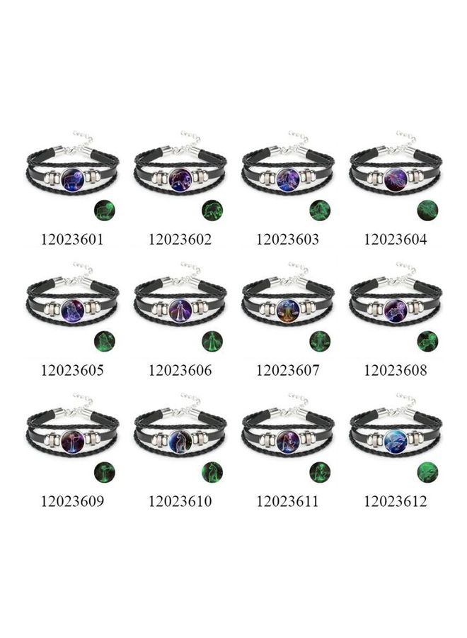 Luminous 12 Constellation Zodiac Leather Bracelet  - Image 1