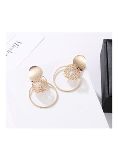Hollow Skein Pearl Earrings Metal Circle Pendant Earrings