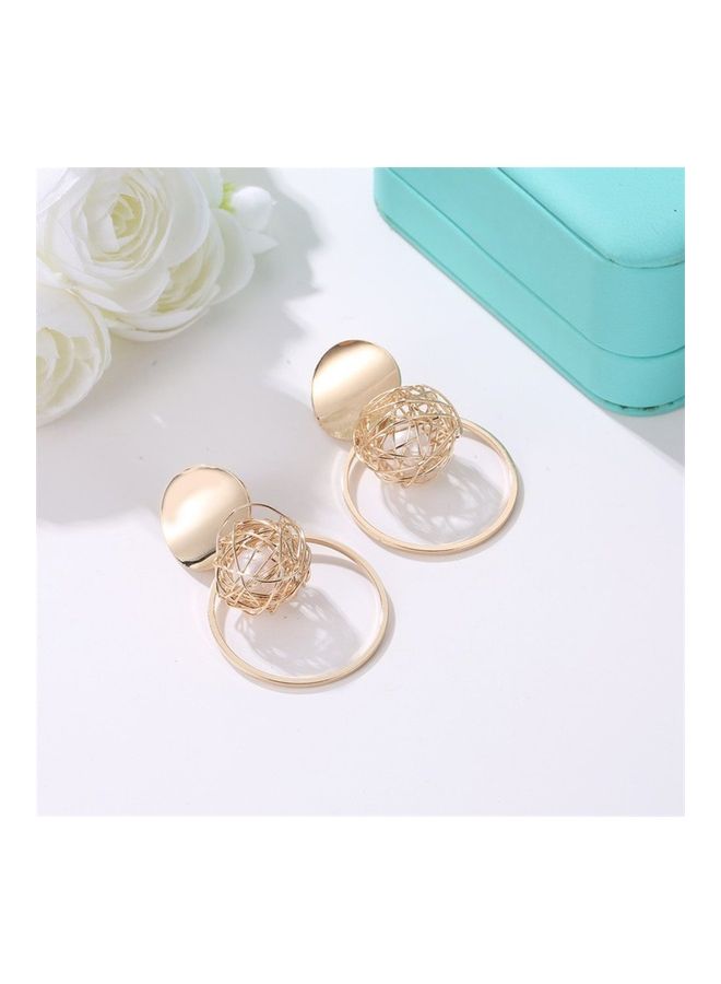 Generic - Hollow Skein Pearl Earrings Metal Circle Pendant Earrings - Image 1