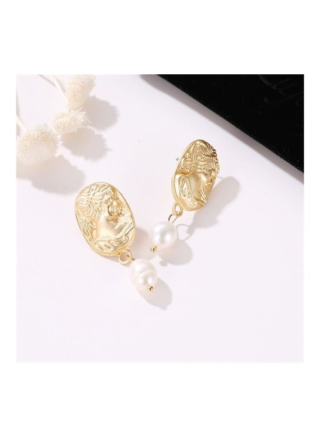 Simple Imitation Pearl Gold Women Earrings  - Image 2