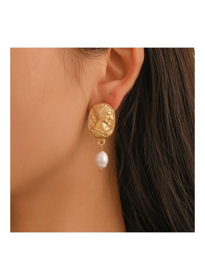 Simple Imitation Pearl Gold Women Earrings  - Image 3