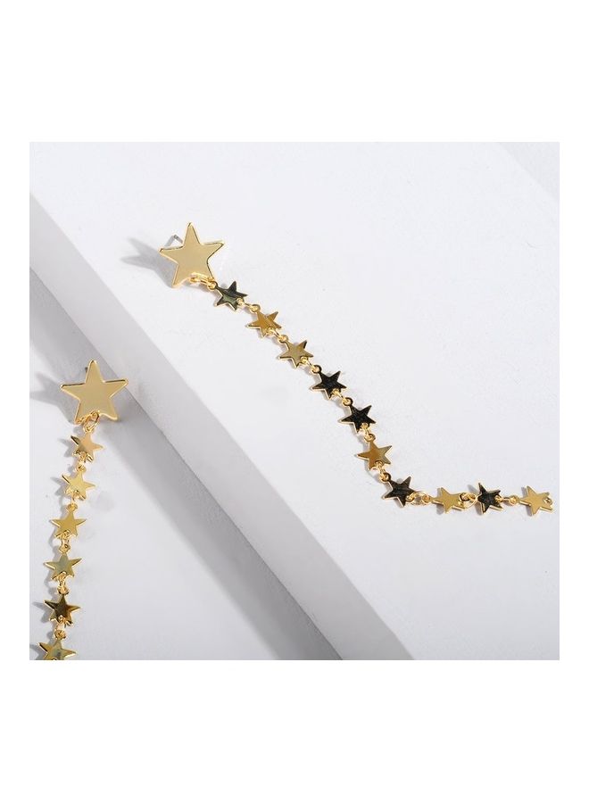 حلق أذنٍ بخطاف بتصميم عصري على شكل نجوم ذهبية - Image 2