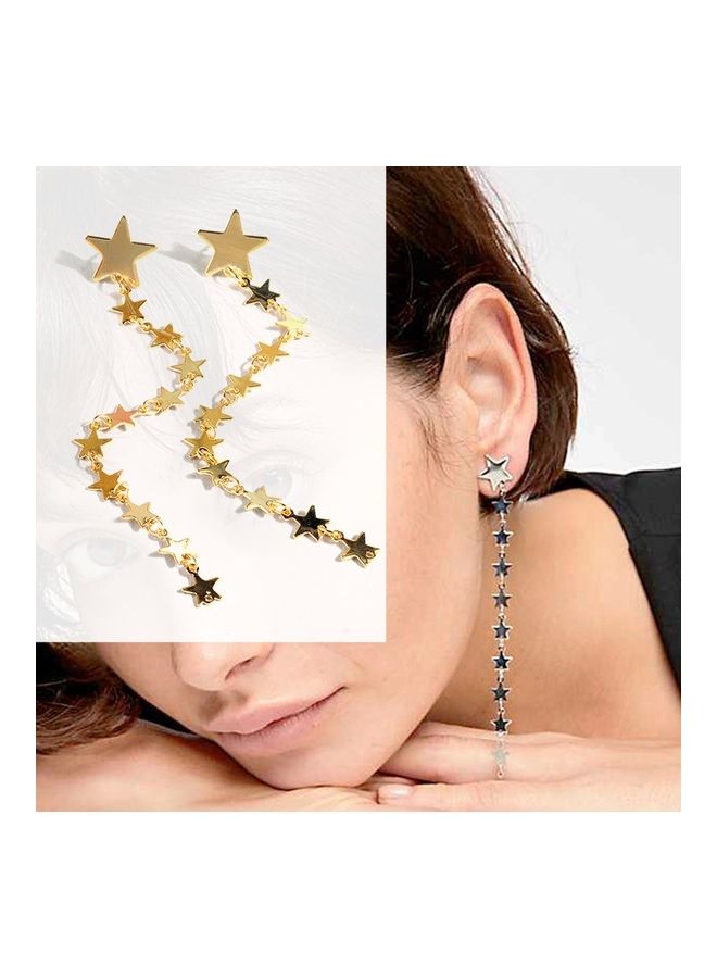 حلق أذنٍ بخطاف بتصميم عصري على شكل نجوم ذهبية - Image 3