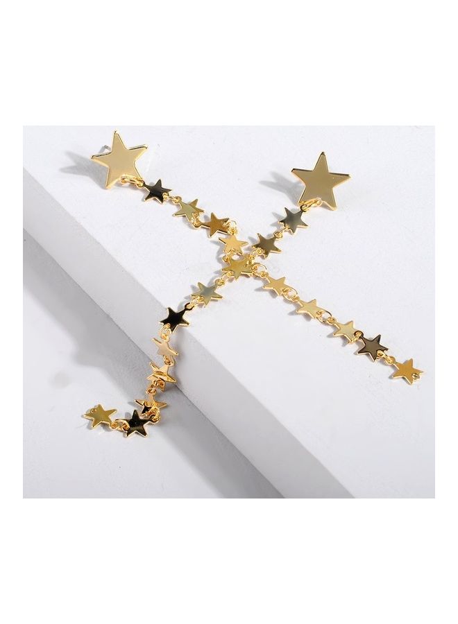 حلق أذنٍ بخطاف بتصميم عصري على شكل نجوم ذهبية - Image 4