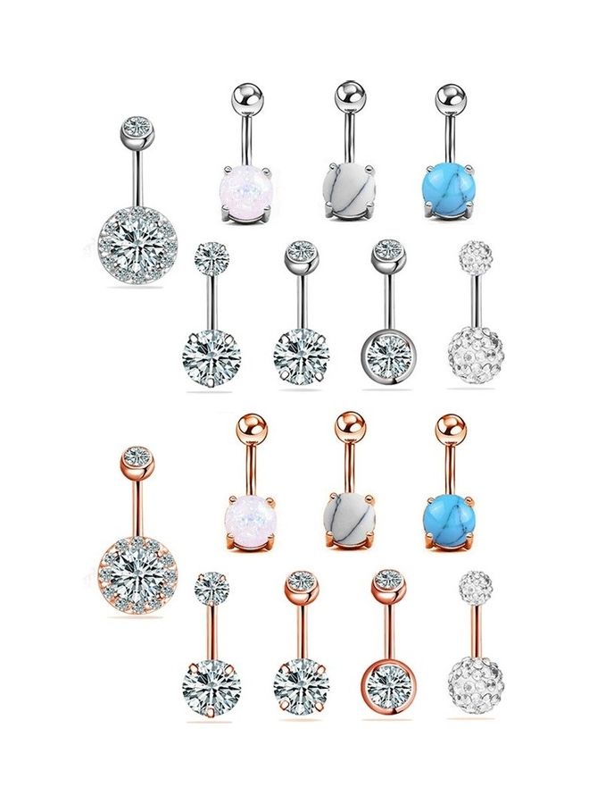 New 8 Piece Aobao Turquoise Navel Ring Set - Image 1