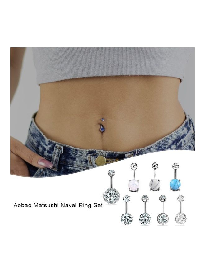 New 8 Piece Aobao Turquoise Navel Ring Set - Image 4