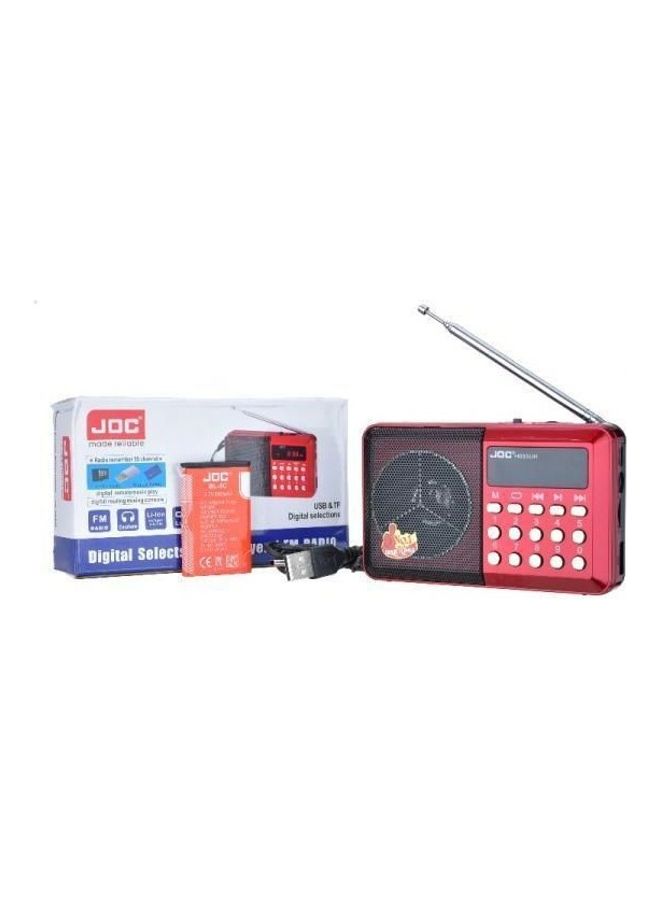Joc - Portable FM Mini Digital Radio UE-110 Red/Black/Gold - Image 1