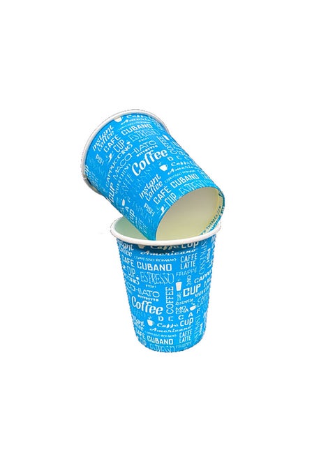 10-Piece Printed Disposable Paper Tea And Coffee Cups Set blue