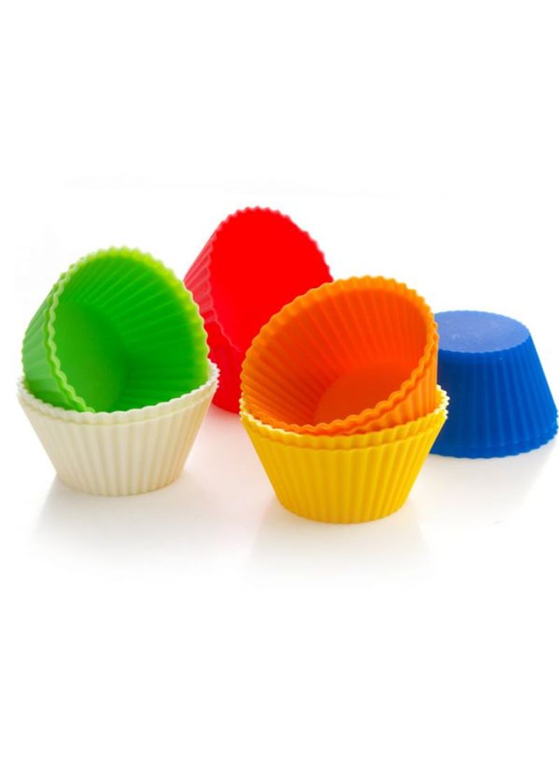 12-Piece Silicone Cup Cake Molds Set Multicolour