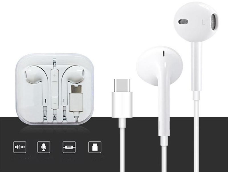 Generic - Wired Type-C In-Ear Earphones With Microphone For Oneplus 6T White - Image 1