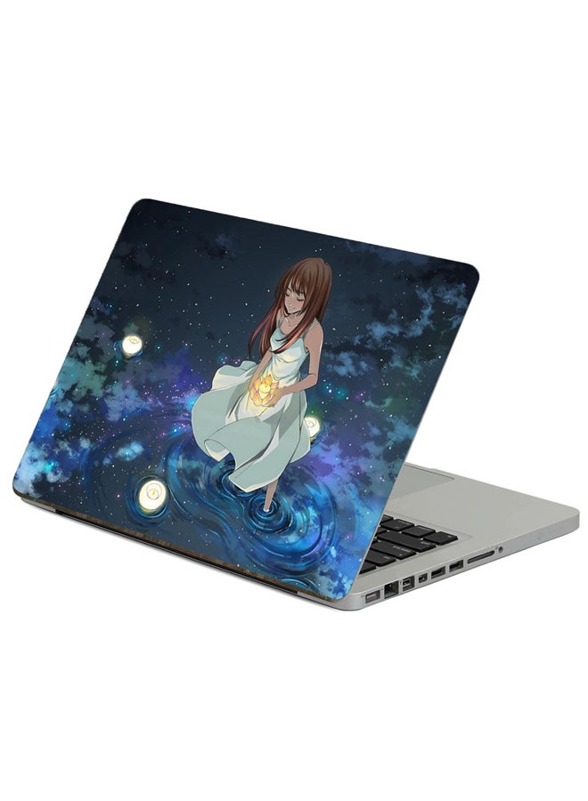Girl Lights Printed Laptop Sticker Multicolor 