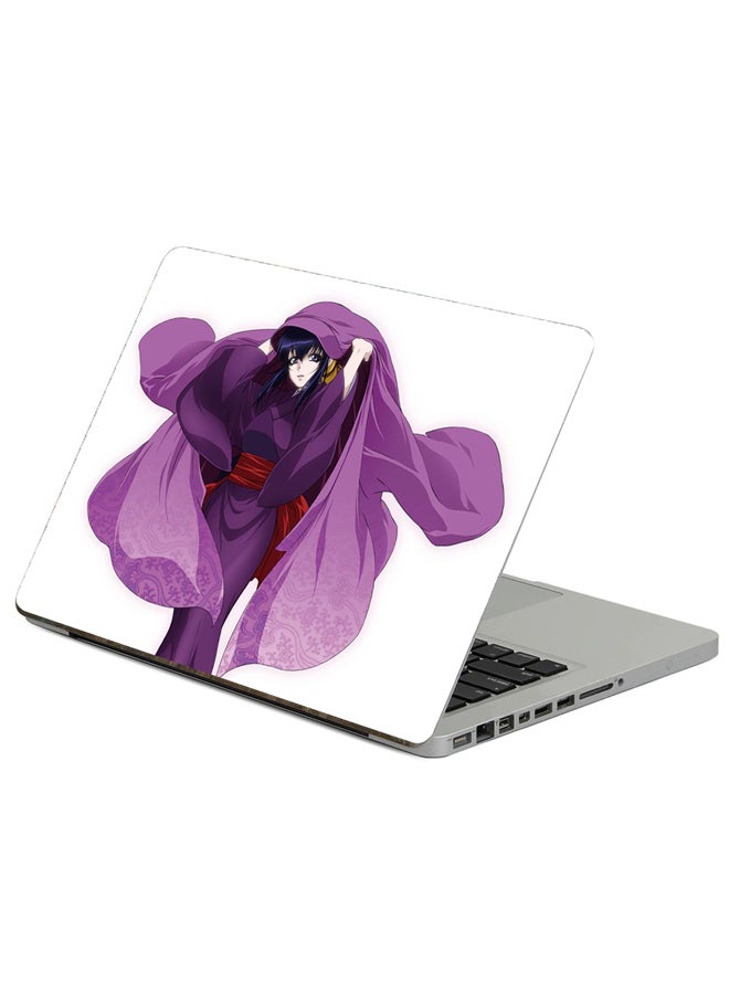 Girl Brunette Printed Laptop Sticker Multicolor