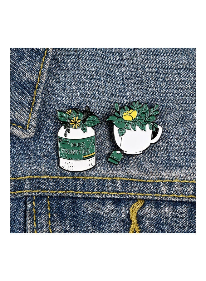 خيشة بروش بتصميم كوب شاي مزين بالزهور . - Image 2