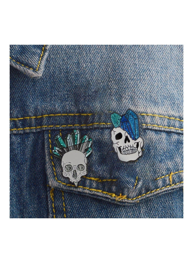 Skull Design Brooch With Colofull Dimonds Shape