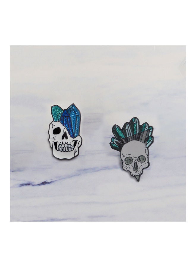 Skull Design Brooch With Colofull Dimonds Shape