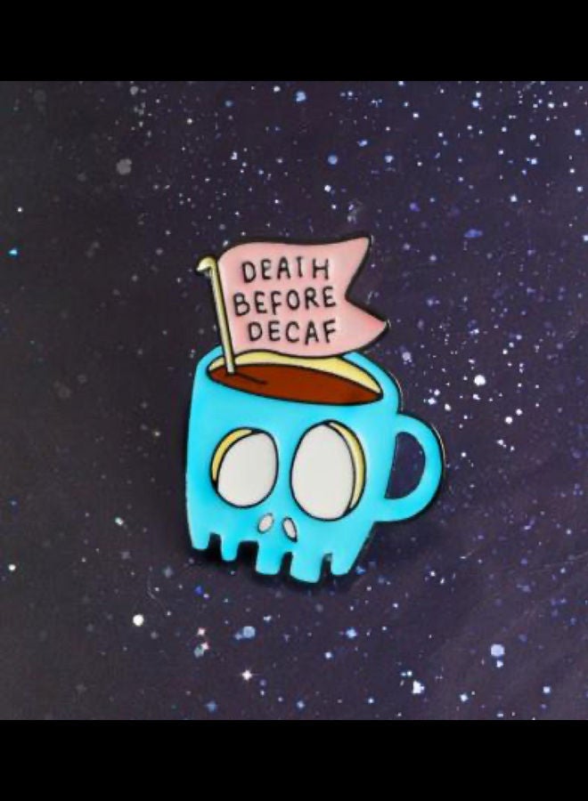 5esha - Skull Coffee Cup Design Brooch - Image 1