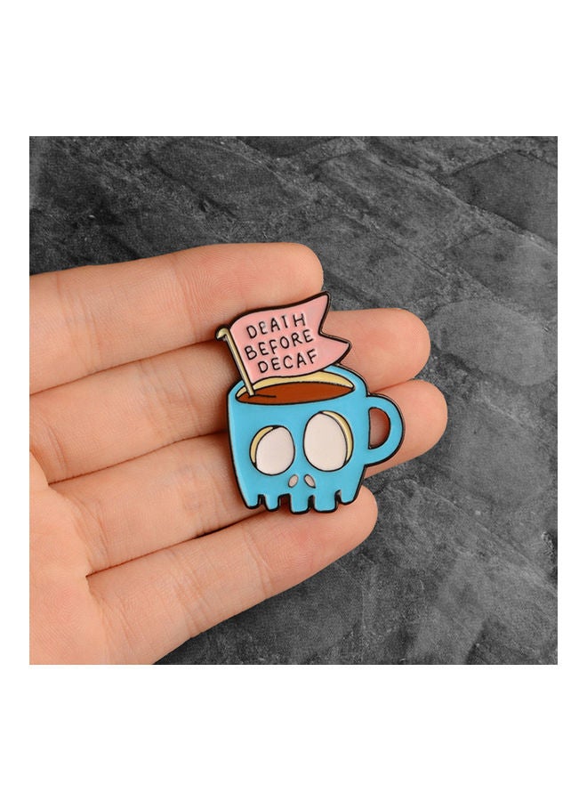 5esha - Skull Coffee Cup Design Brooch - Image 1