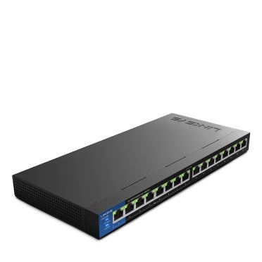 LINKSYS - 16-Port Business Desktop Gigabit PoE+ Switch Black/Blue - Image 1