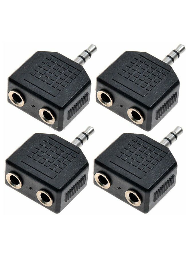 4-Piece 3.5mm Audio Headphone Cable Cord Splitter Adapter Set Black